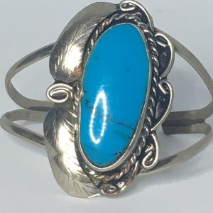 Big turquoise bangle silver